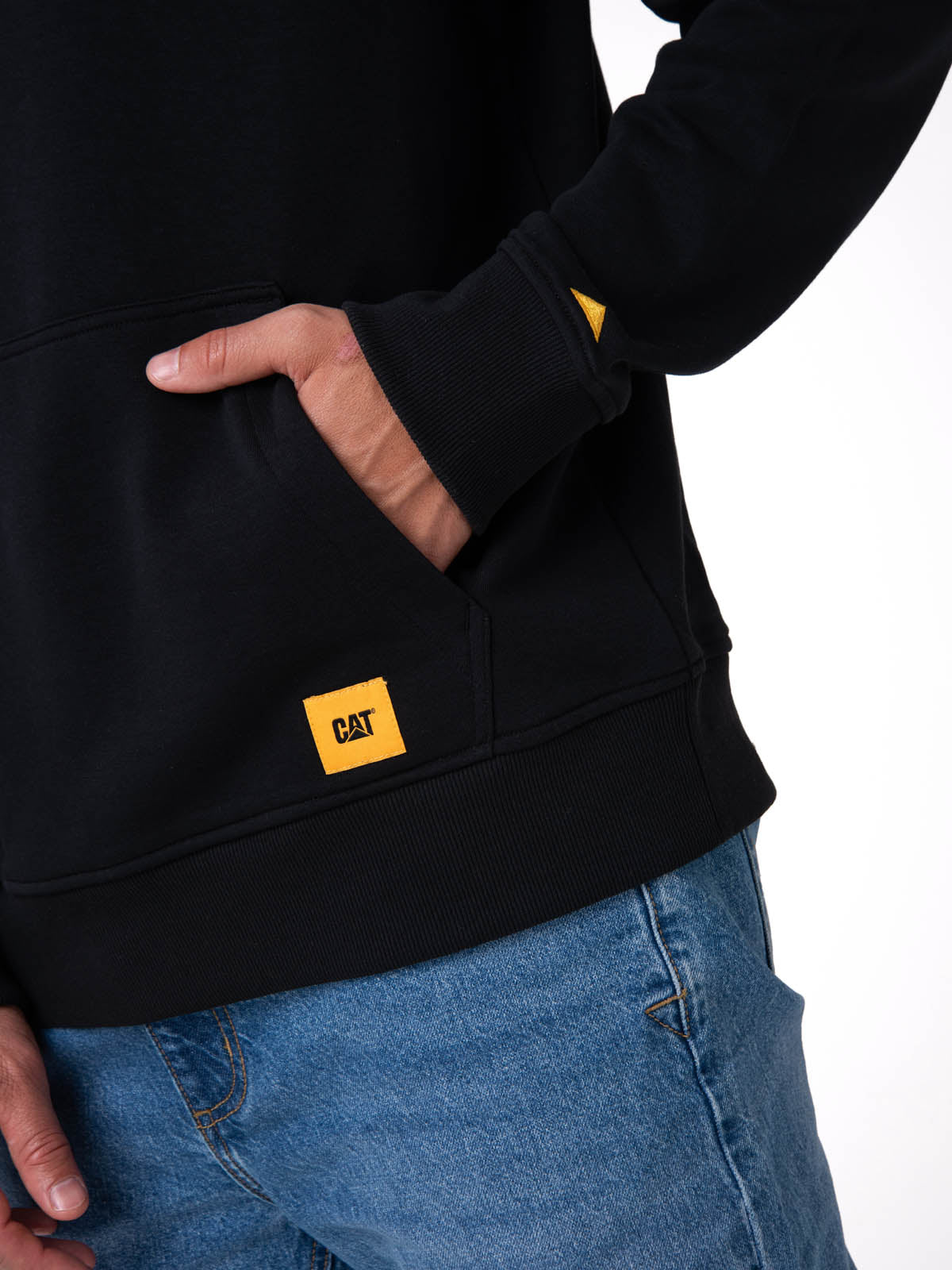 Polerón Con Gorro Hombre Diseño French Terry Negro Cat