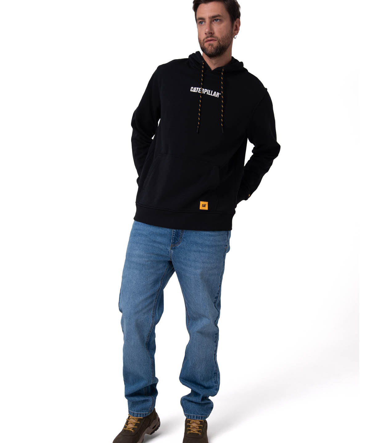 Polerón Con Gorro Hombre Diseño French Terry Negro Cat