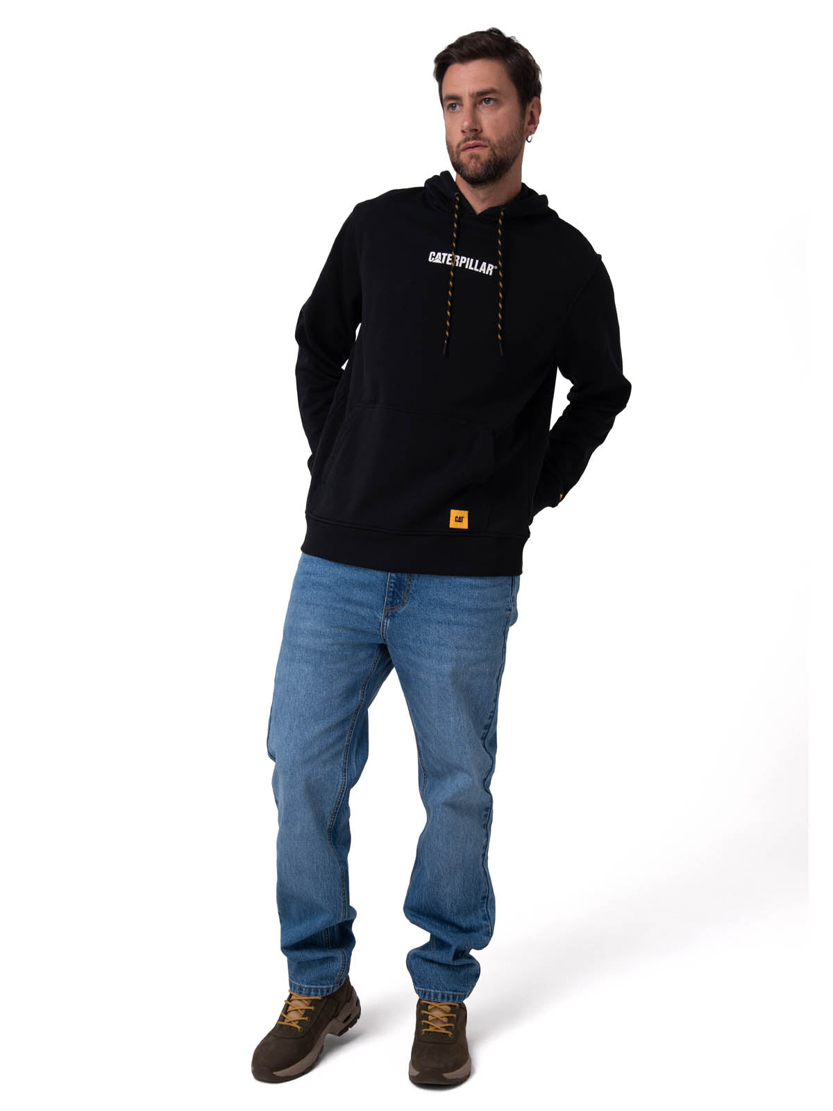 Polerón Con Gorro Hombre Diseño French Terry Negro Cat