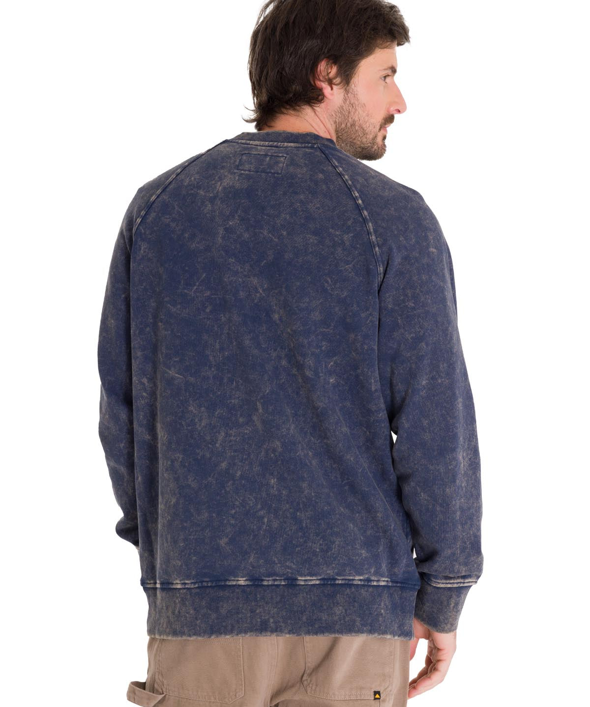 Polerón Manga Larga Hombre PREMIUM WASH CREW NECK Azul Marino Cat
