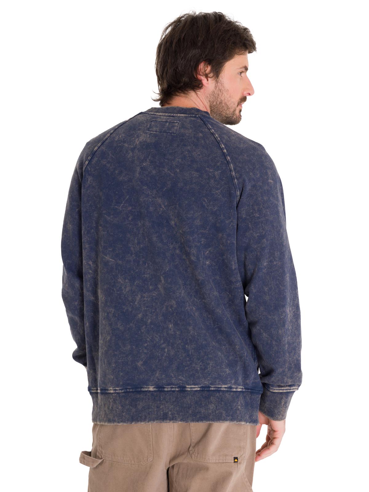 Polerón Manga Larga Hombre PREMIUM WASH CREW NECK Azul Marino Cat
