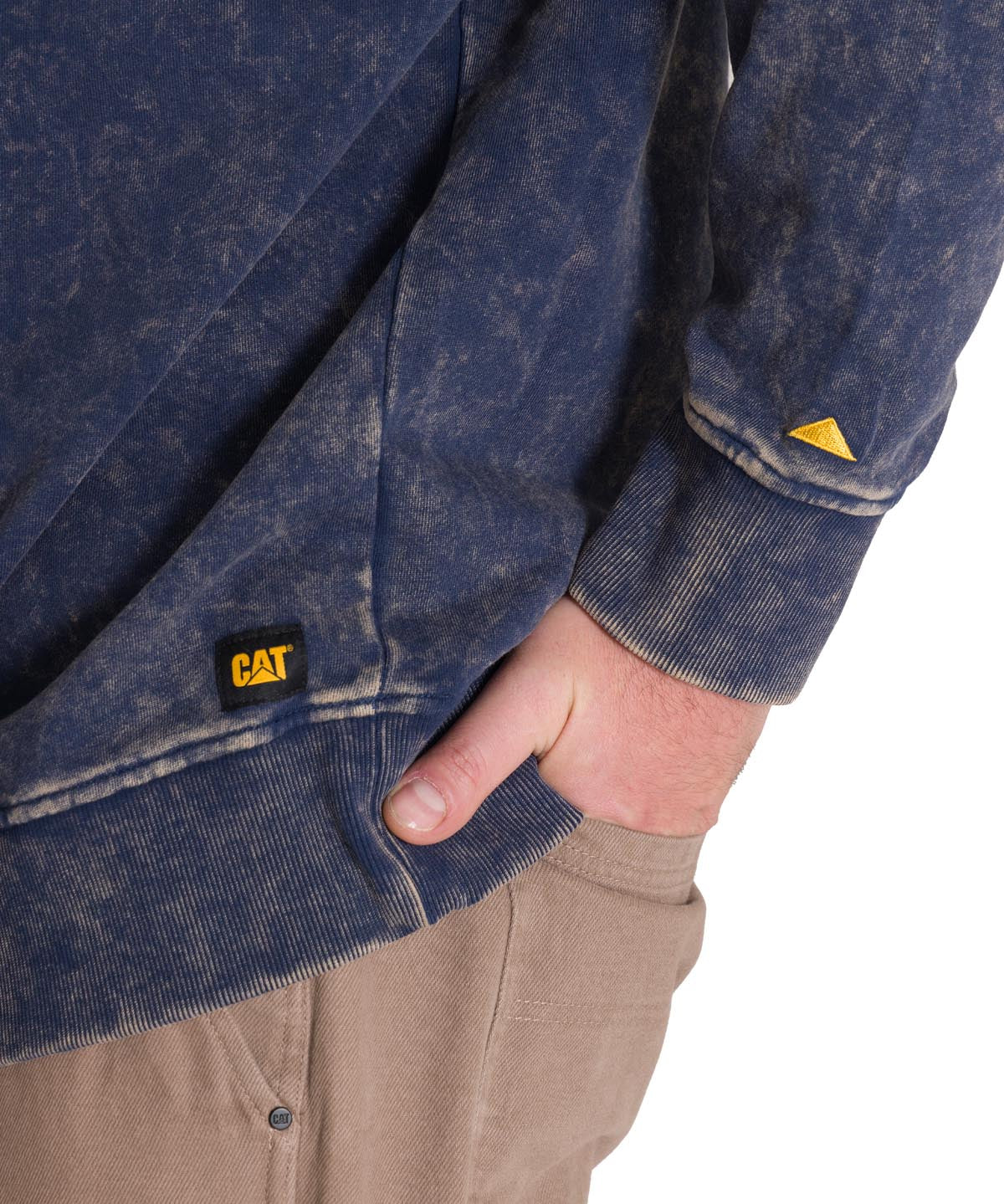 Polerón Manga Larga Hombre PREMIUM WASH CREW NECK Azul Marino Cat