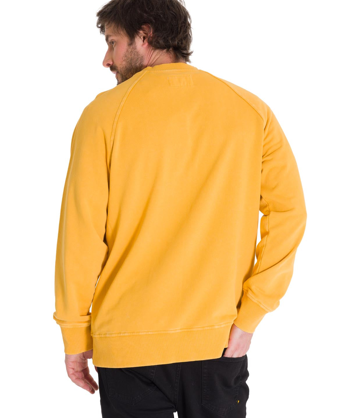 Polerón Manga Larga Hombre Premium Wash Crew Neck Amarillo Cat