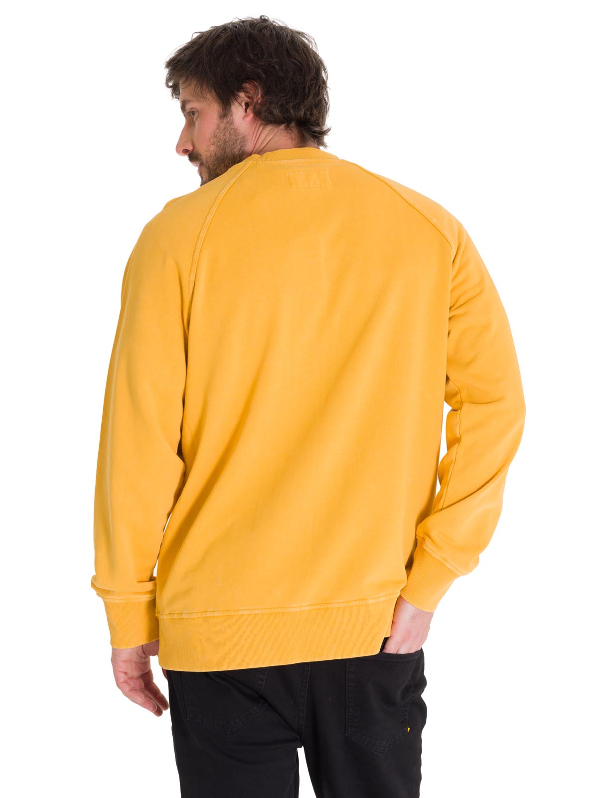 Polerón Manga Larga Hombre Premium Wash Crew Neck Amarillo Cat