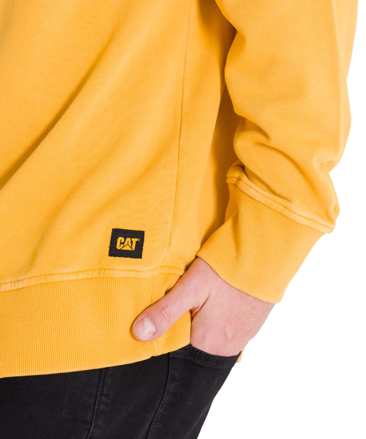 Polerón Manga Larga Hombre Premium Wash Crew Neck Amarillo Cat