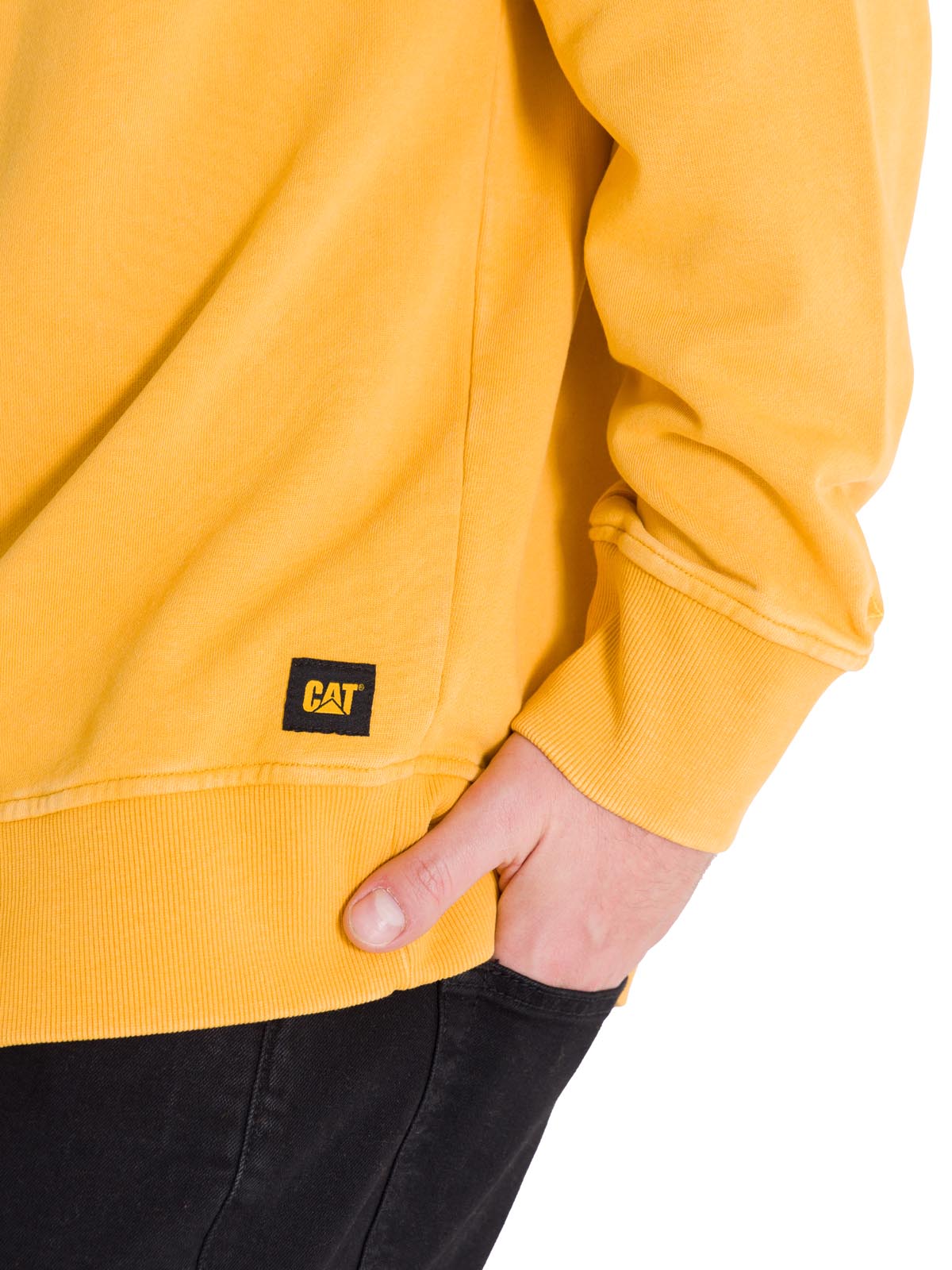 Polerón Manga Larga Hombre Premium Wash Crew Neck Amarillo Cat