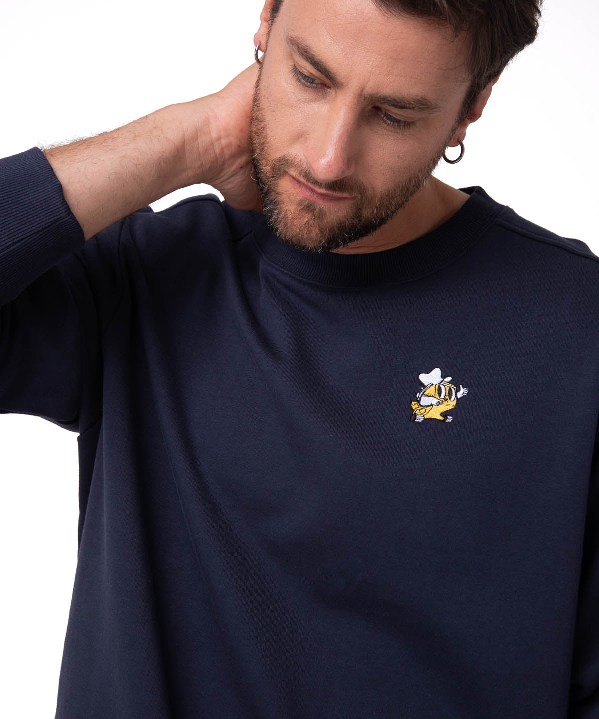 Polerón Crewneck Hombre Graphic Fleece Azul Oscuro Cat