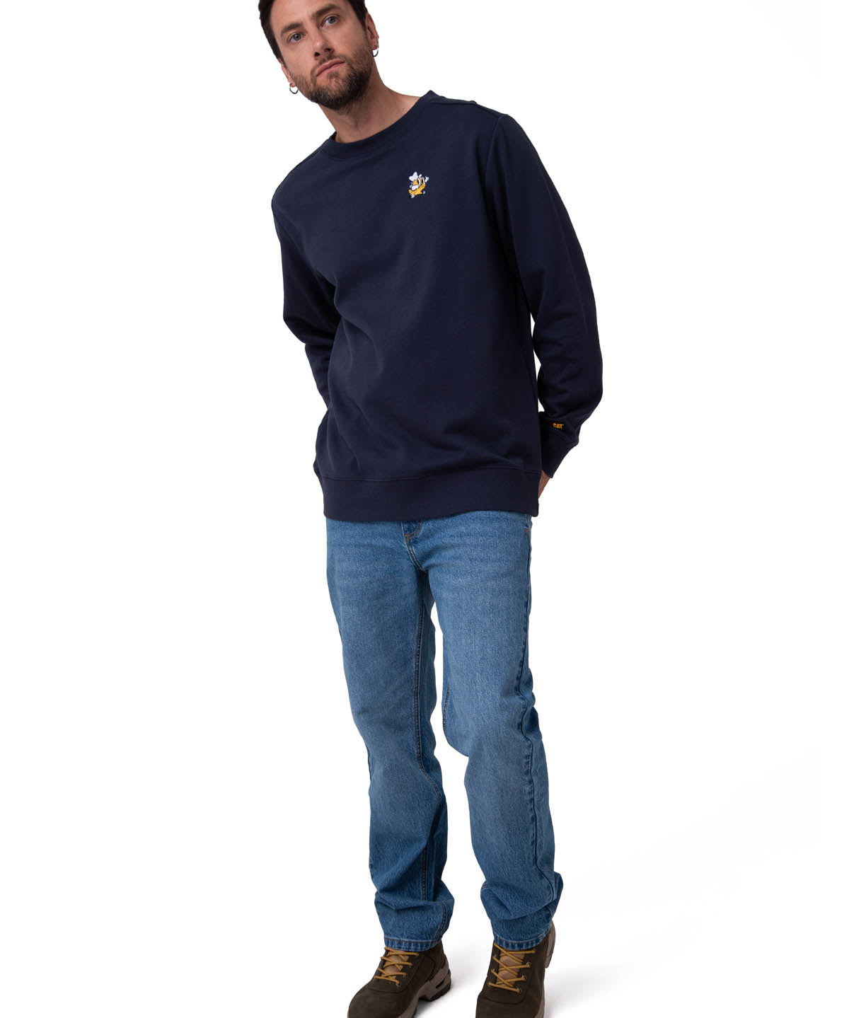 Polerón Crewneck Hombre Graphic Fleece Azul Oscuro Cat