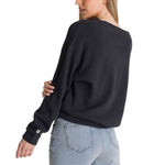 Polerón Cuello en V Mujer Oversize Waffle Grafito CAT