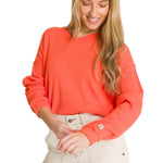 Polerón Cuello en V Mujer Oversize Waffle Salmón CAT