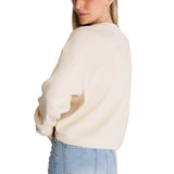 Polerón Cuello en V Mujer Oversize Waffle Blanco CAT