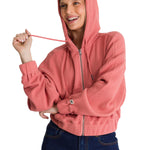 Polerón Con Gorro Mujer Waffle-Knit Salmón CAT