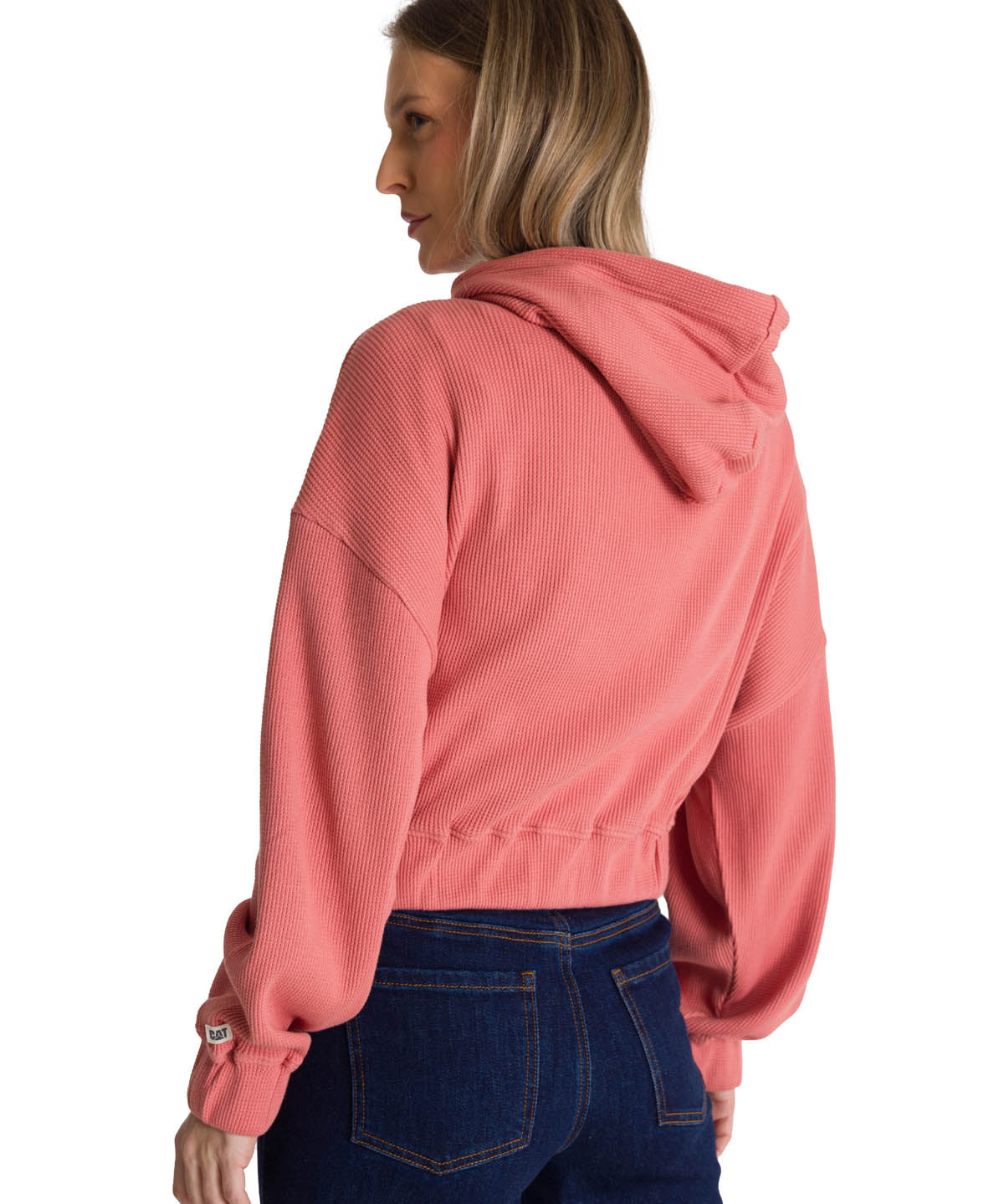 Polerón Con Gorro Mujer Waffle-Knit Salmón CAT