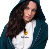 Polerón Con Gorro Mujer Waffle-Knit Cropped Verde Oscuro Cat