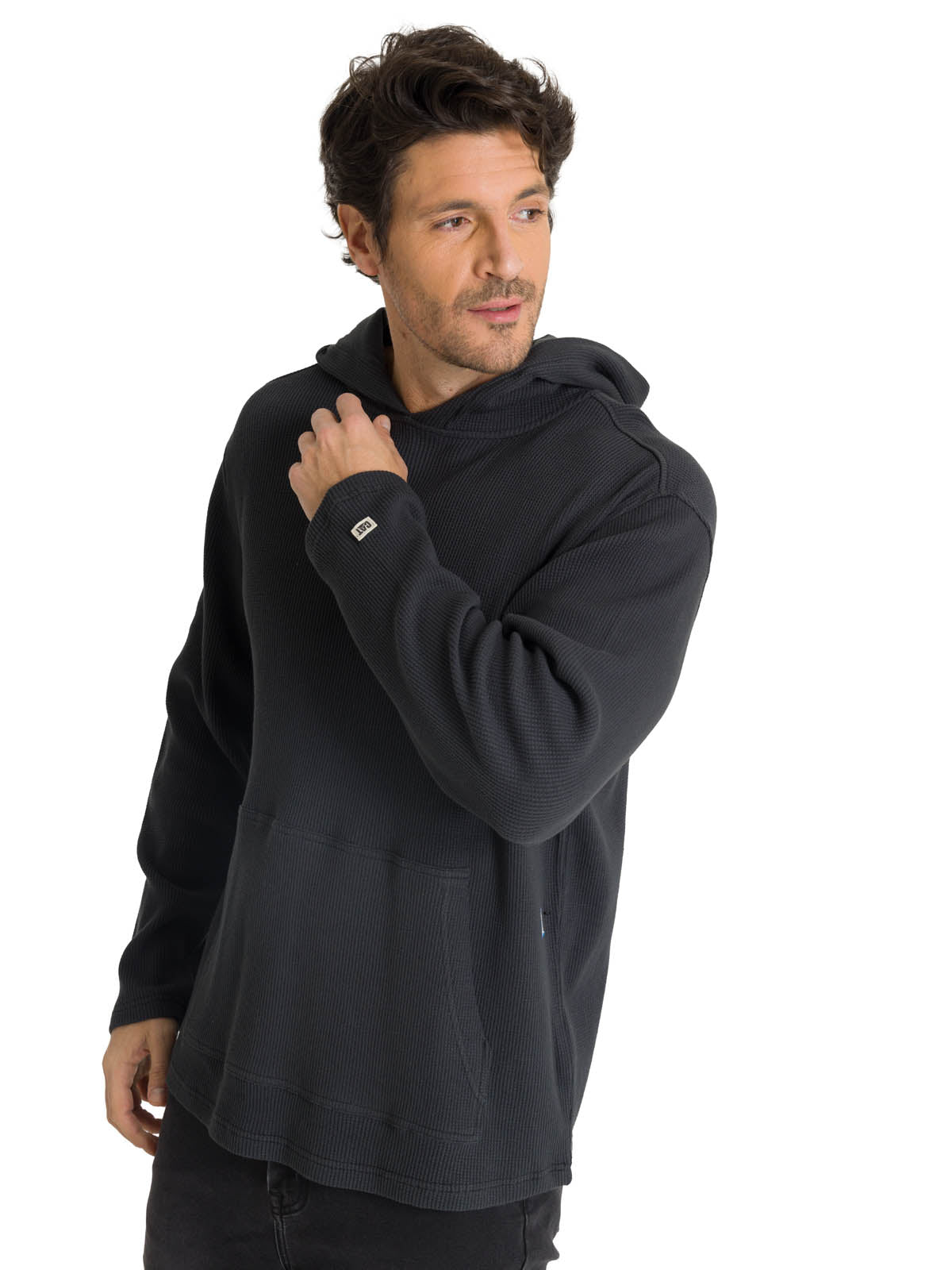 Polerón Con Gorro Hombre Waffle-Knit Grafito CAT