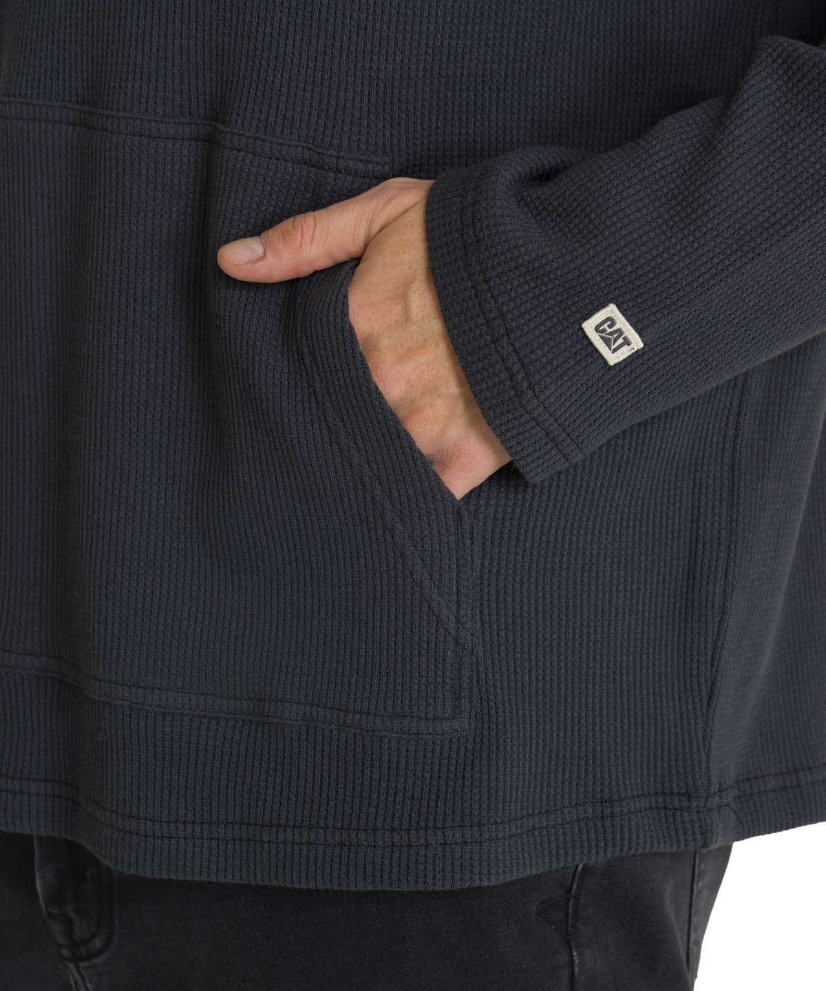 Polerón Con Gorro Hombre Waffle-Knit Grafito CAT