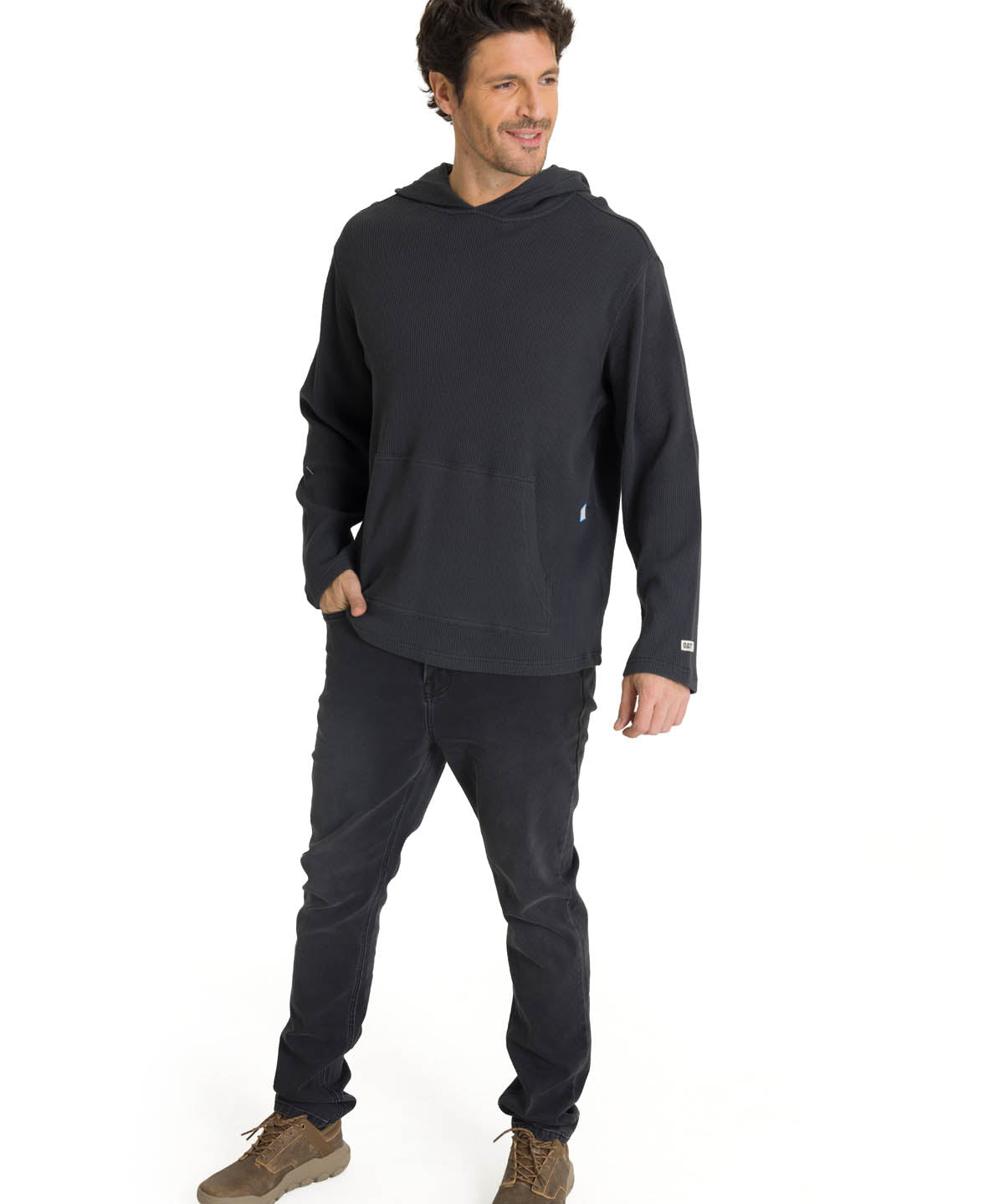 Polerón Con Gorro Hombre Waffle-Knit Grafito CAT