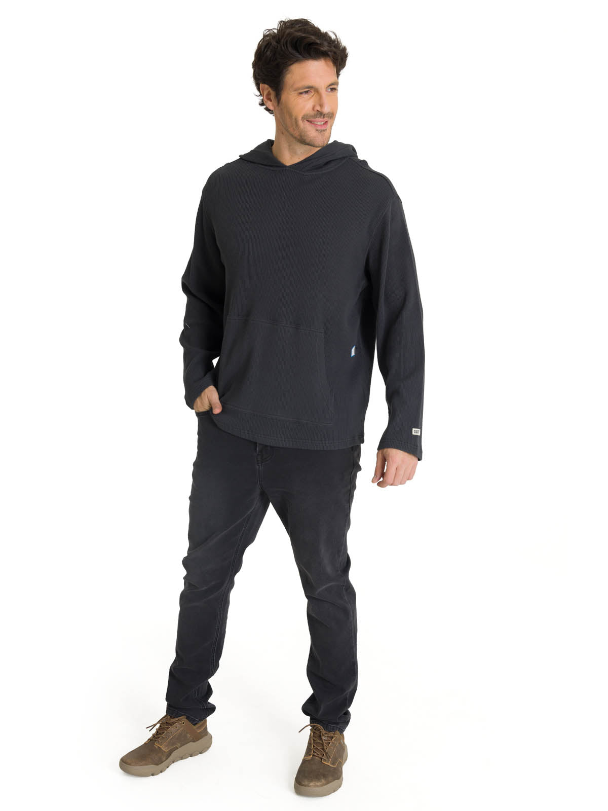 Polerón Con Gorro Hombre Waffle-Knit Grafito CAT