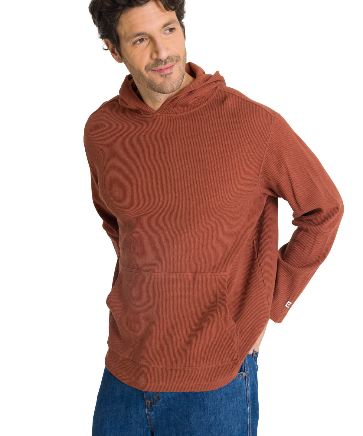 Polerón Con Gorro Hombre Waffle-Knit Terracota CAT