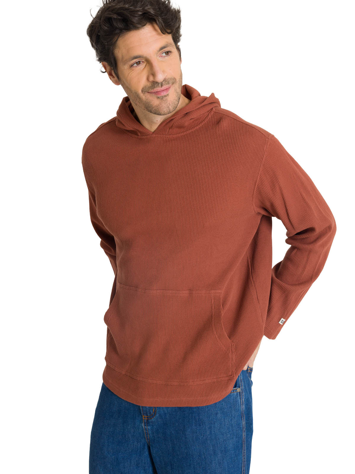 Polerón Con Gorro Hombre Waffle-Knit Terracota CAT