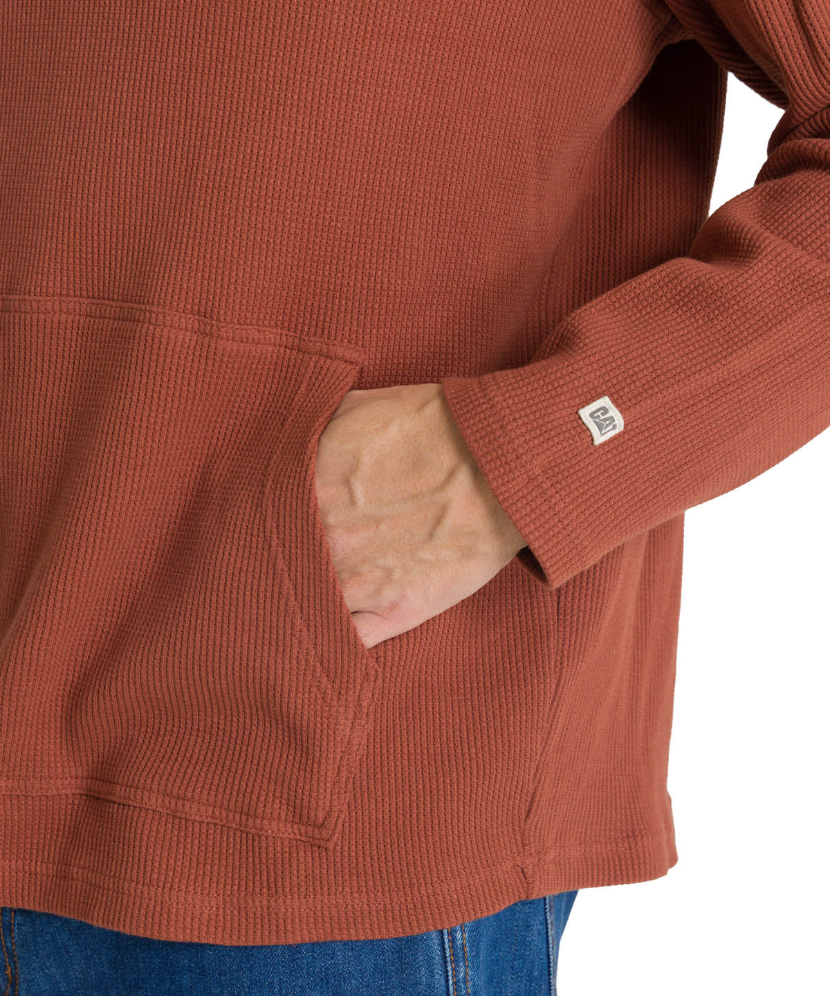 Polerón Con Gorro Hombre Waffle-Knit Terracota CAT