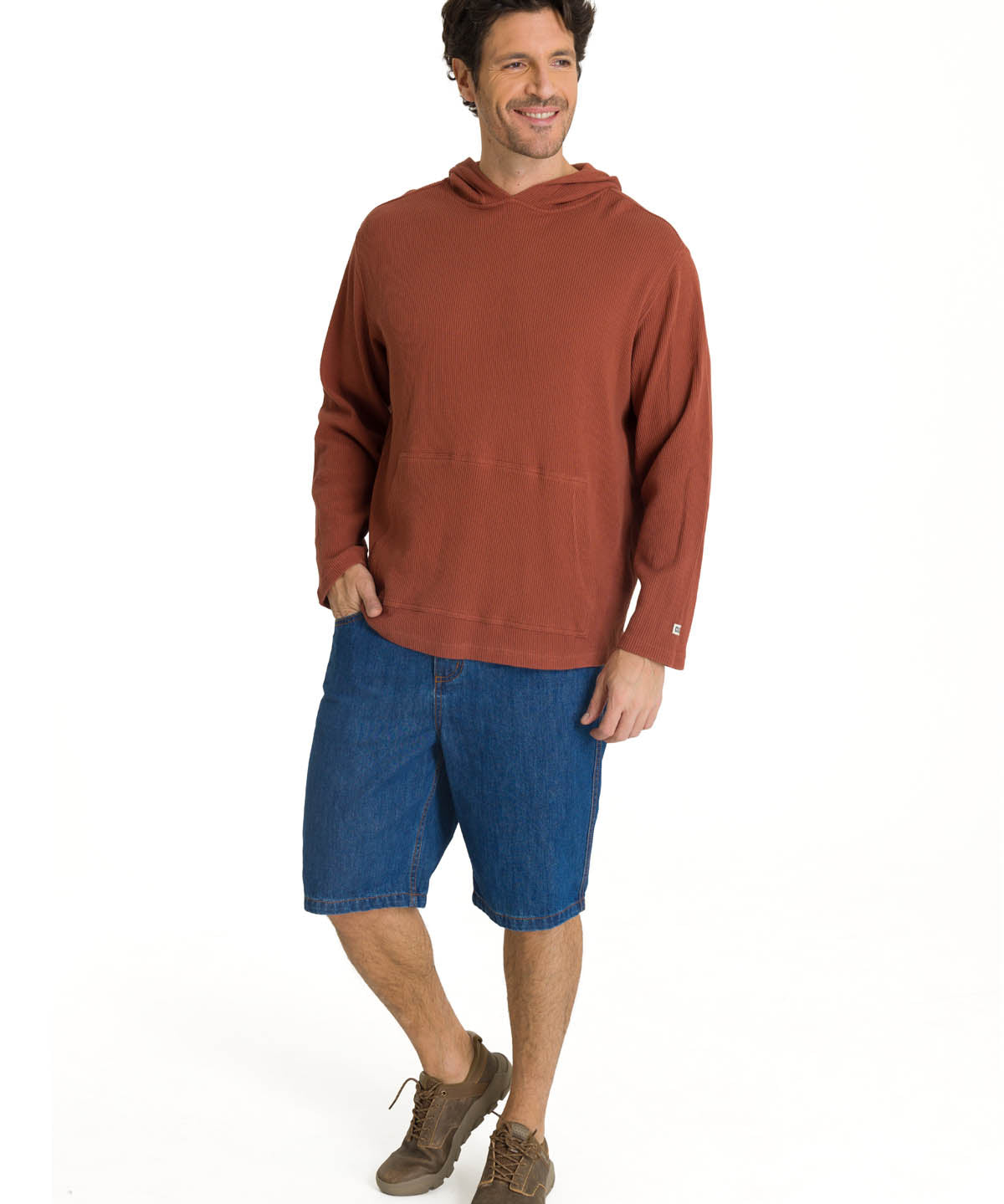 Polerón Con Gorro Hombre Waffle-Knit Terracota CAT