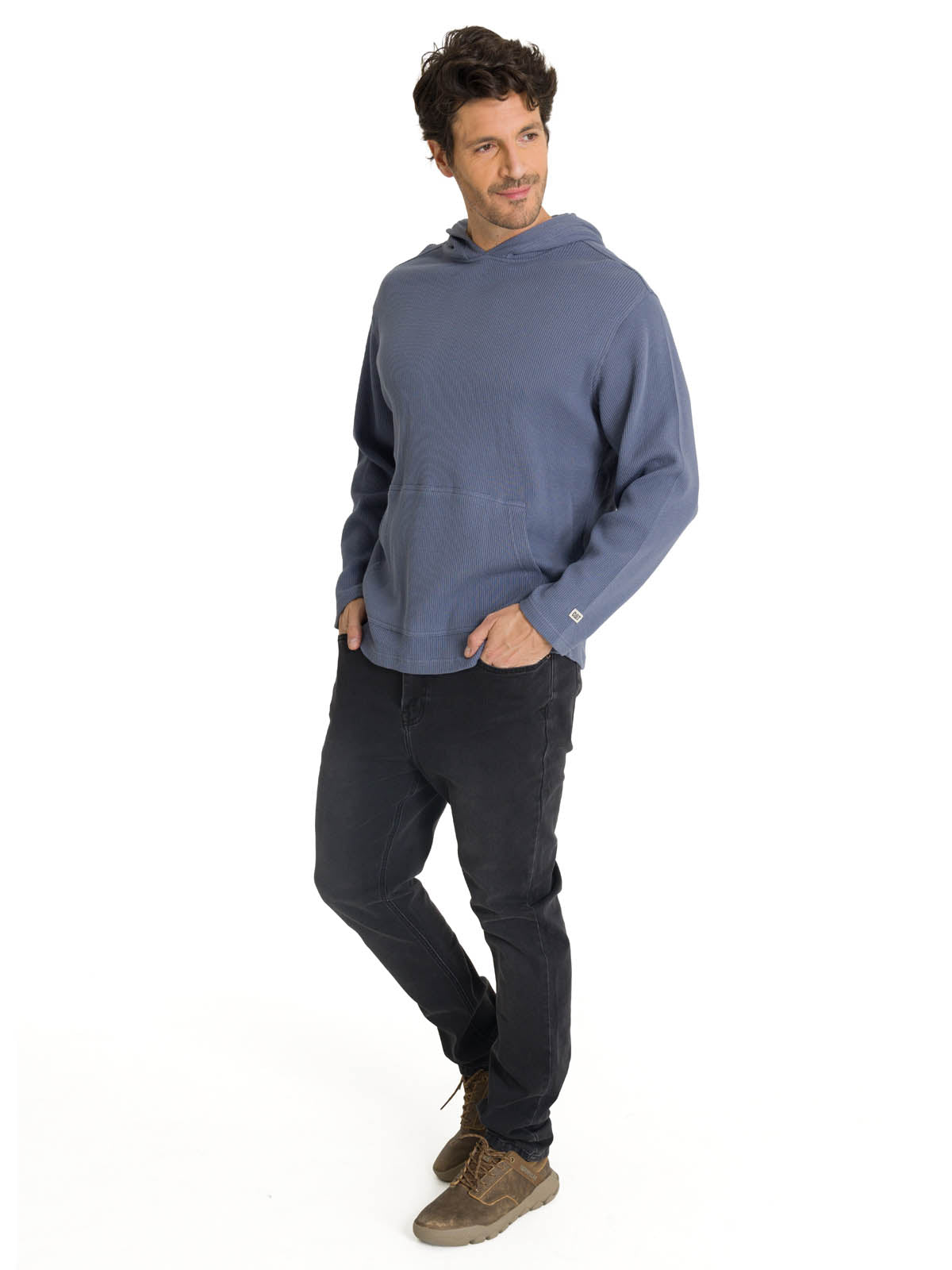 Polerón Con Gorro Hombre Waffle-Knit Gris CAT