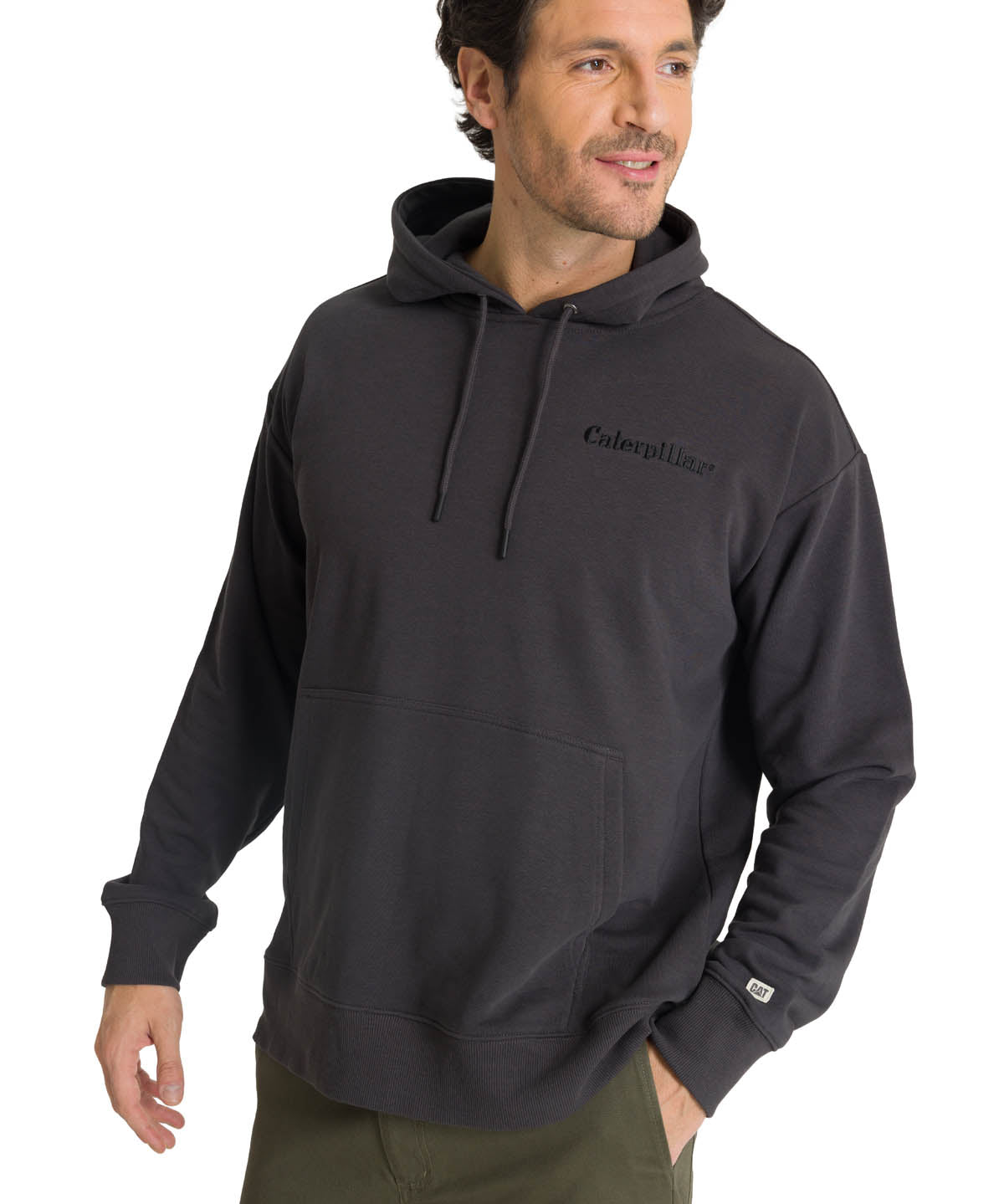 Polerón Con Gorro Hombre Relax French Terry Grafito CAT