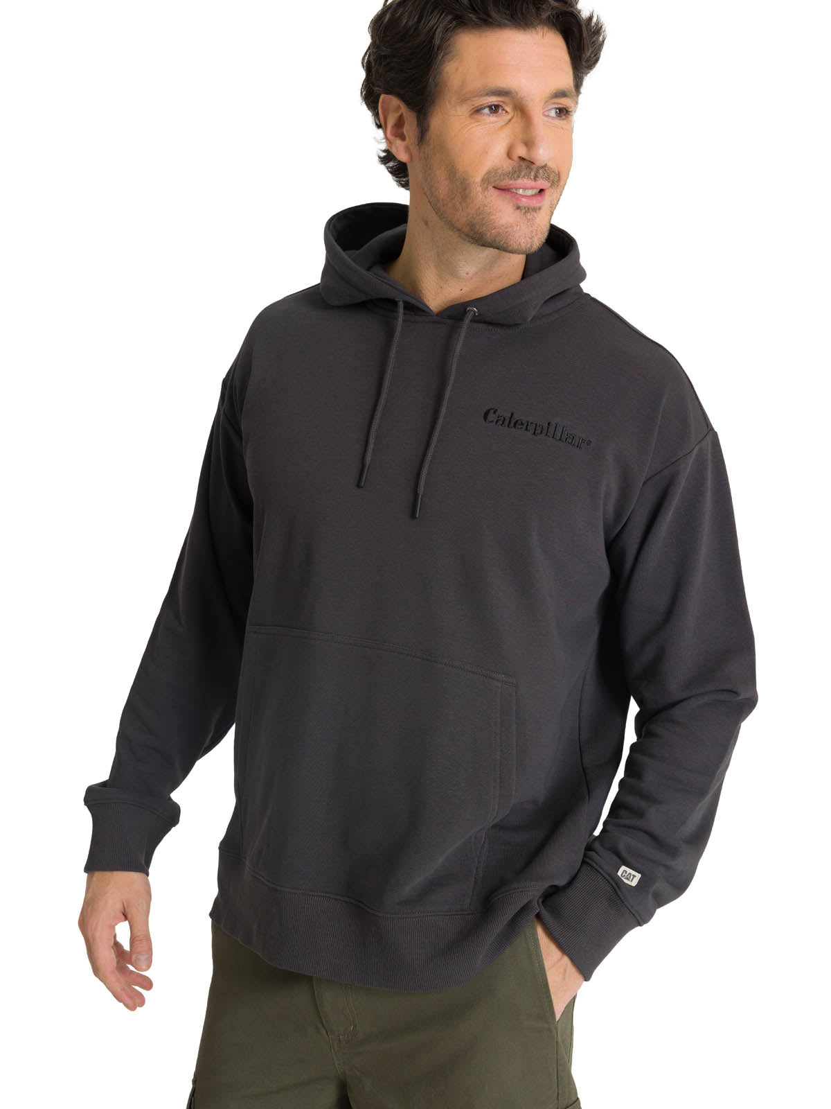 Polerón Con Gorro Hombre Relax French Terry Grafito CAT