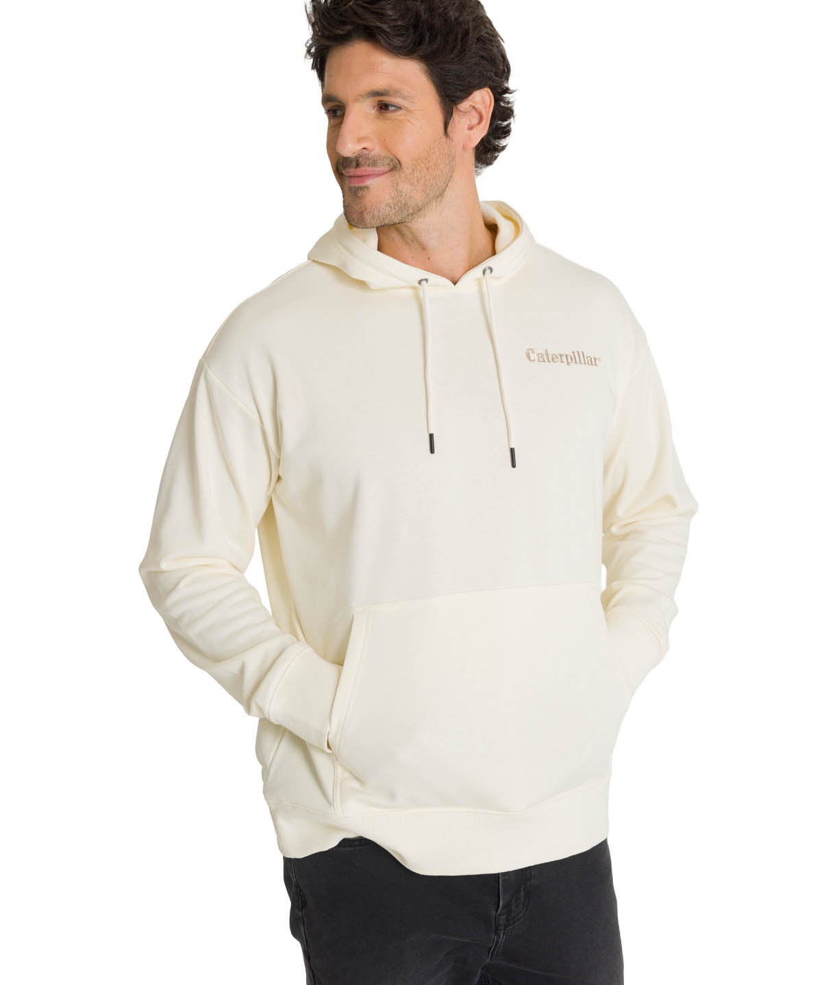 Polerón Con Gorro Hombre Relax French Terry Blanco CAT