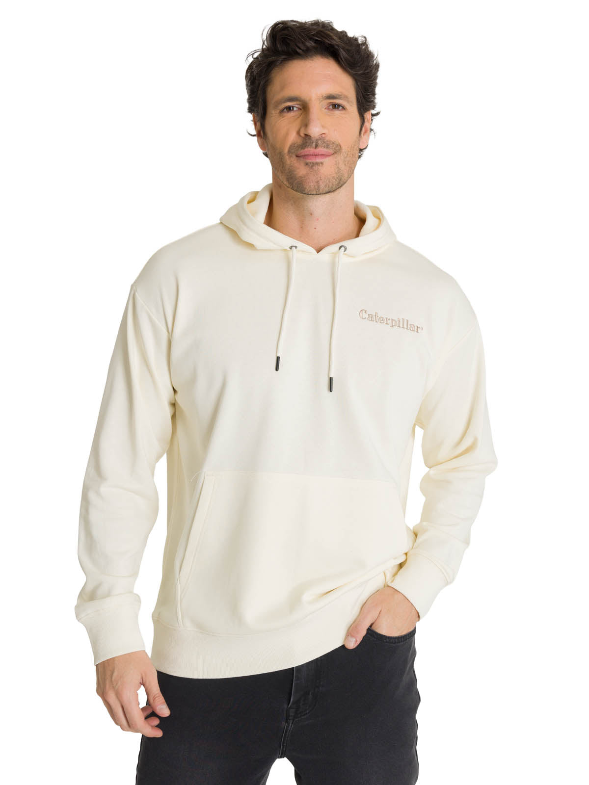 Polerón Con Gorro Hombre Relax French Terry Blanco CAT