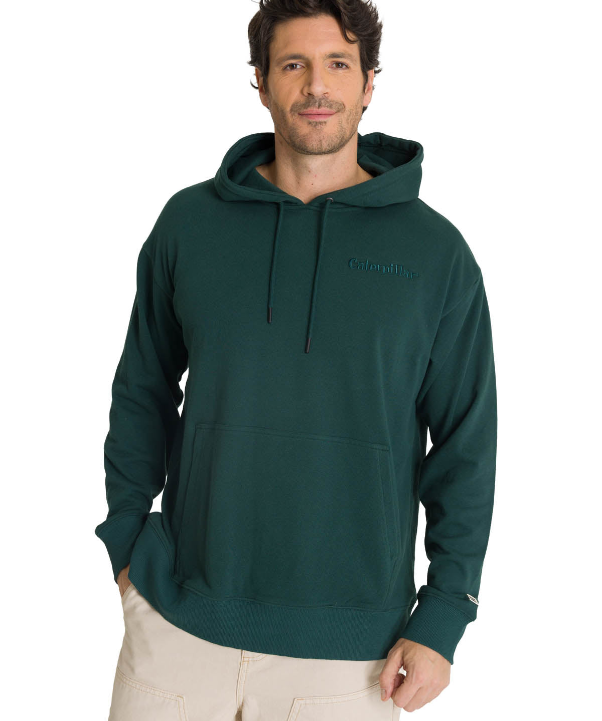 Polerón Con Gorro Hombre Relax French Terry Verde CAT