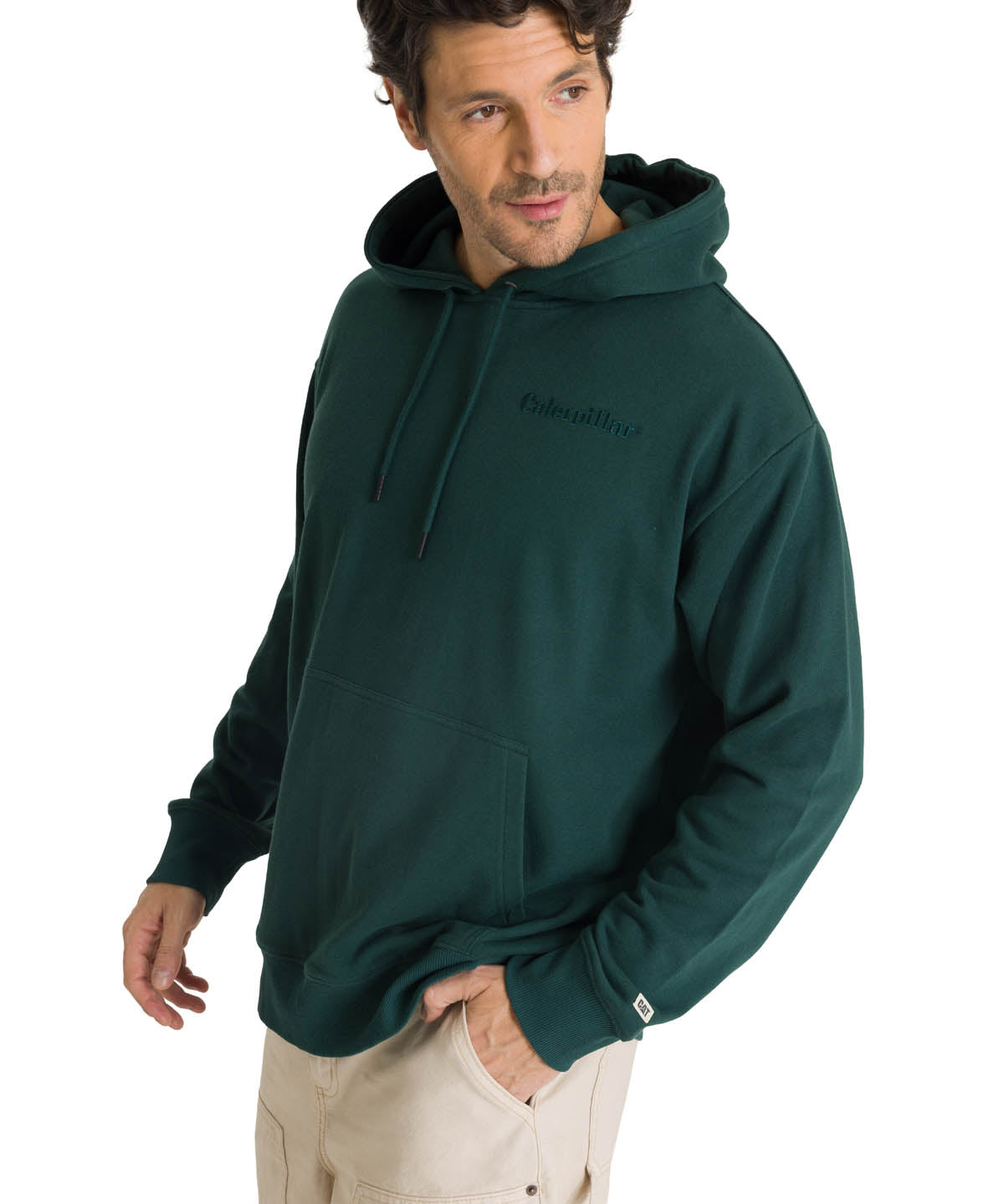 Polerón Con Gorro Hombre Relax French Terry Verde CAT