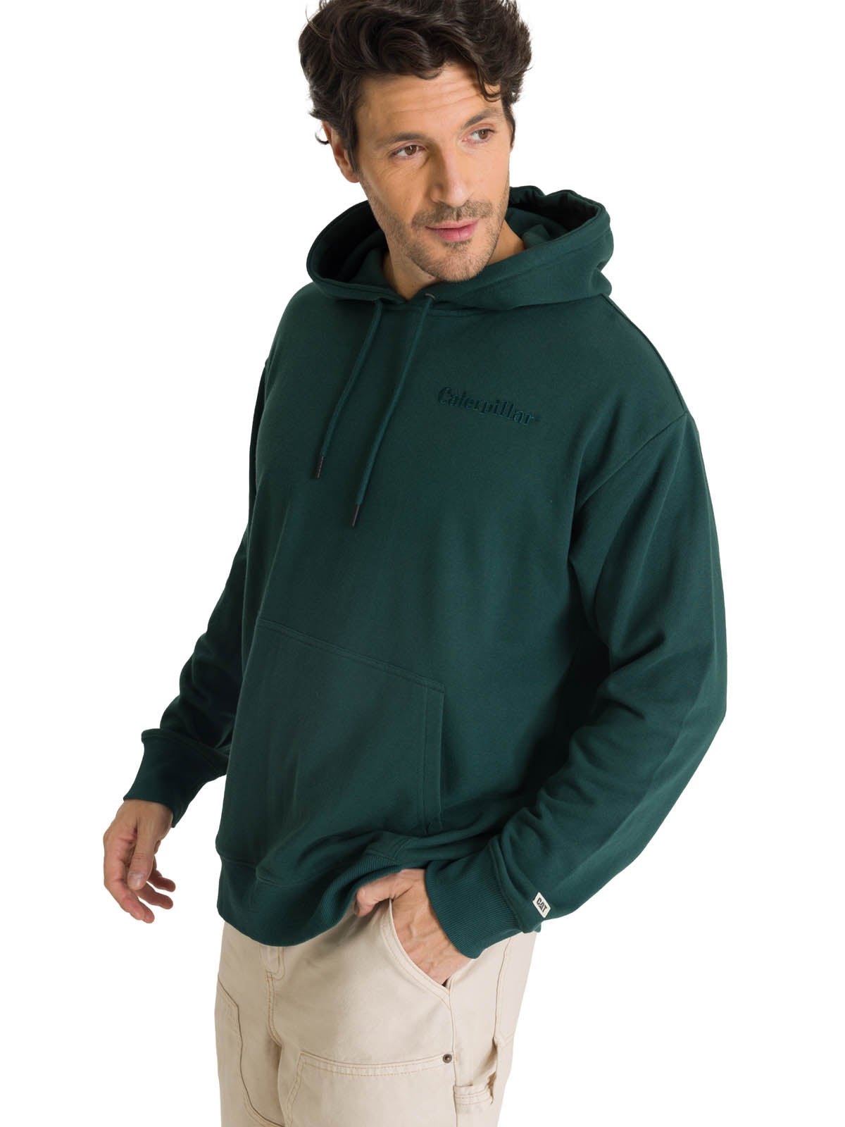Polerón Con Gorro Hombre Relax French Terry Verde CAT