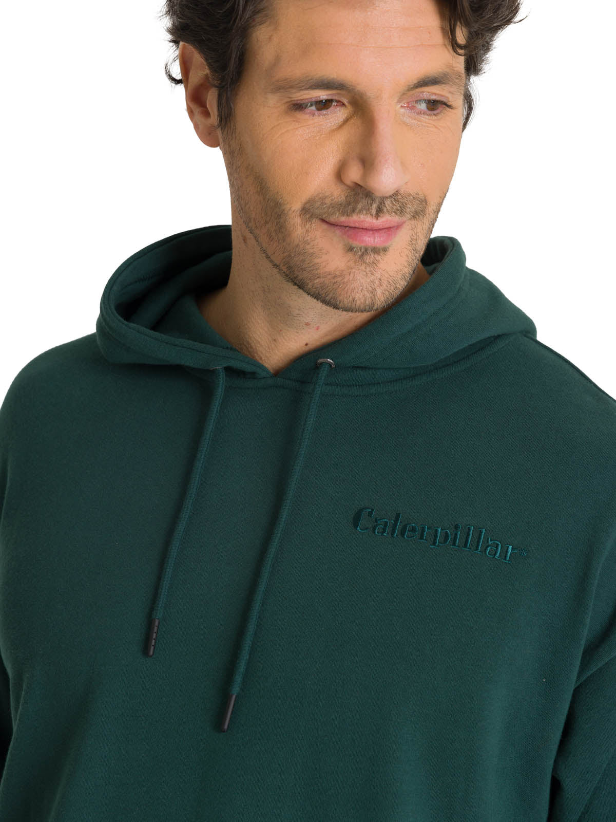 Polerón Con Gorro Hombre Relax French Terry Verde CAT