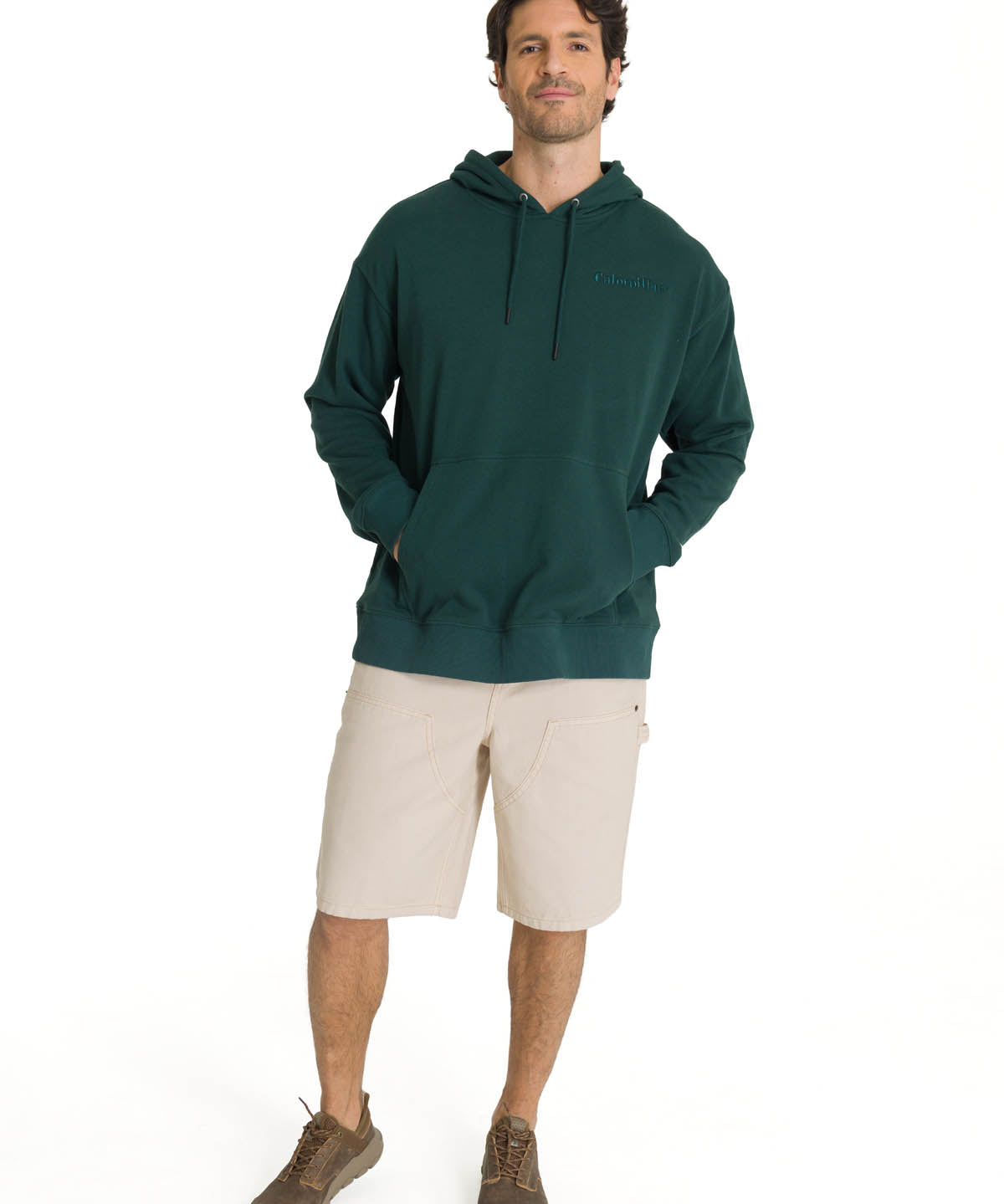 Polerón Con Gorro Hombre Relax French Terry Verde CAT