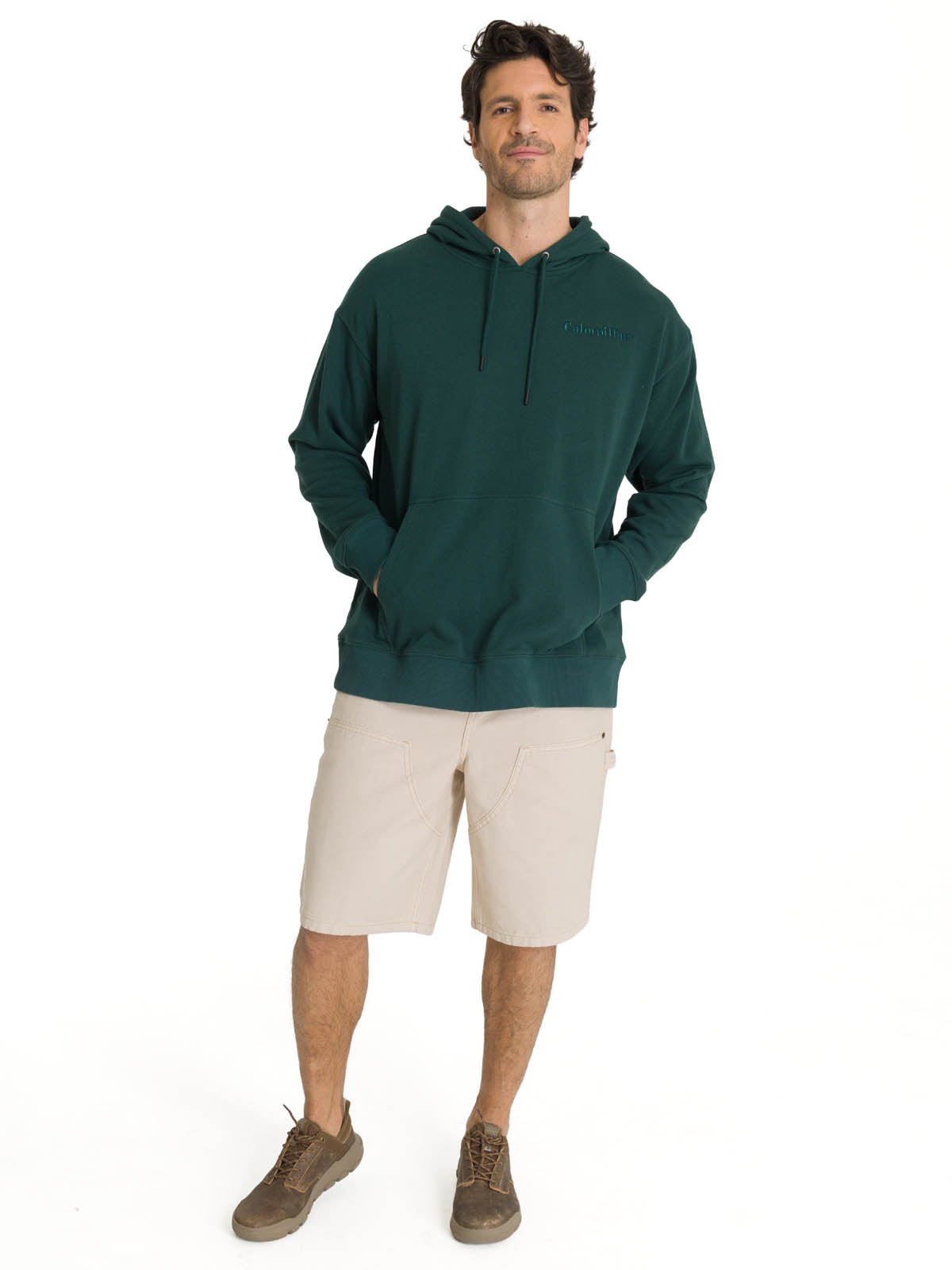 Polerón Con Gorro Hombre Relax French Terry Verde CAT