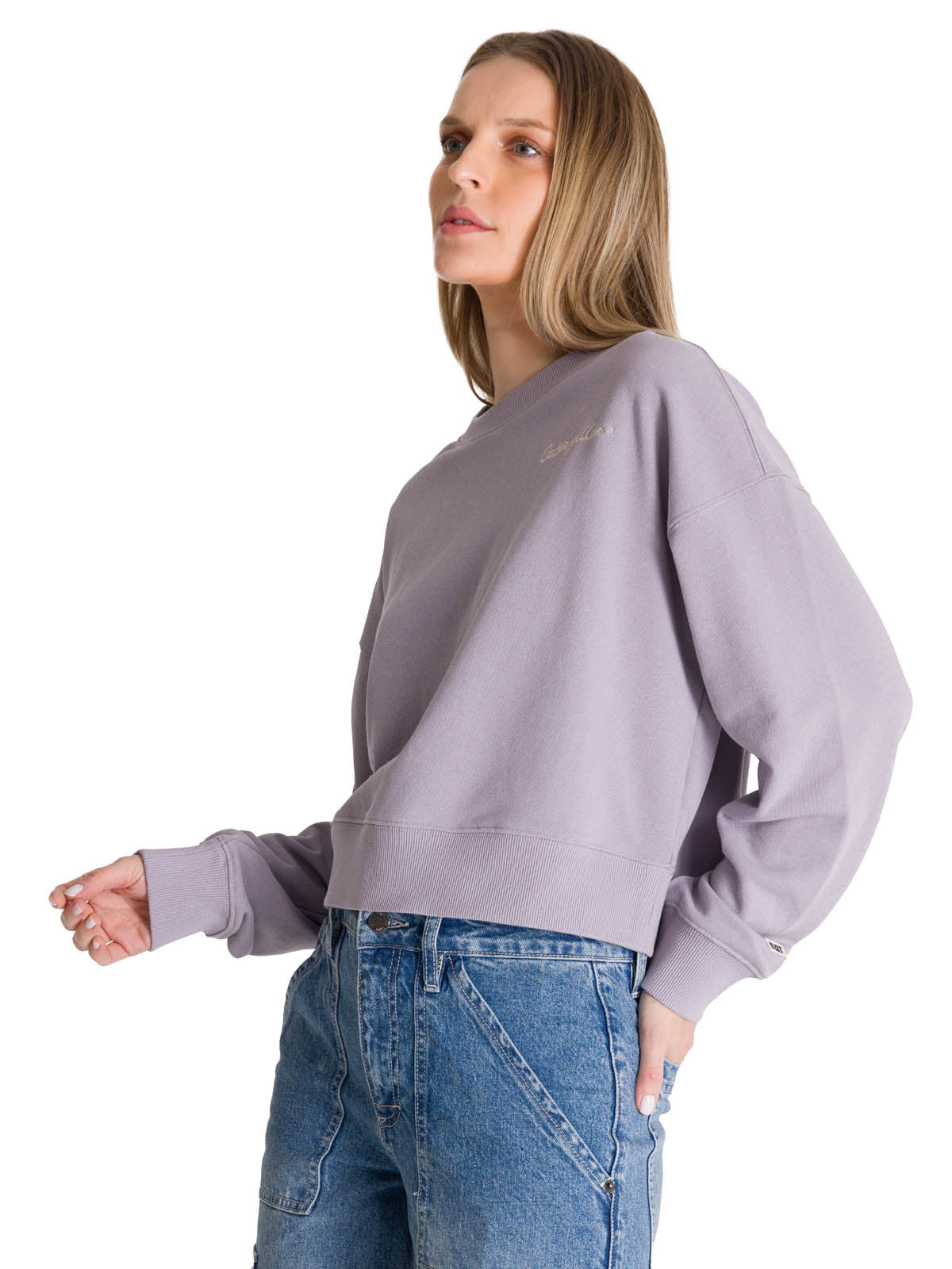 Polerón Crewneck Mujer Relaxed French Terry Lila CAT