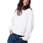 Polerón Mujer Relaxed French Terry Blanco Cat