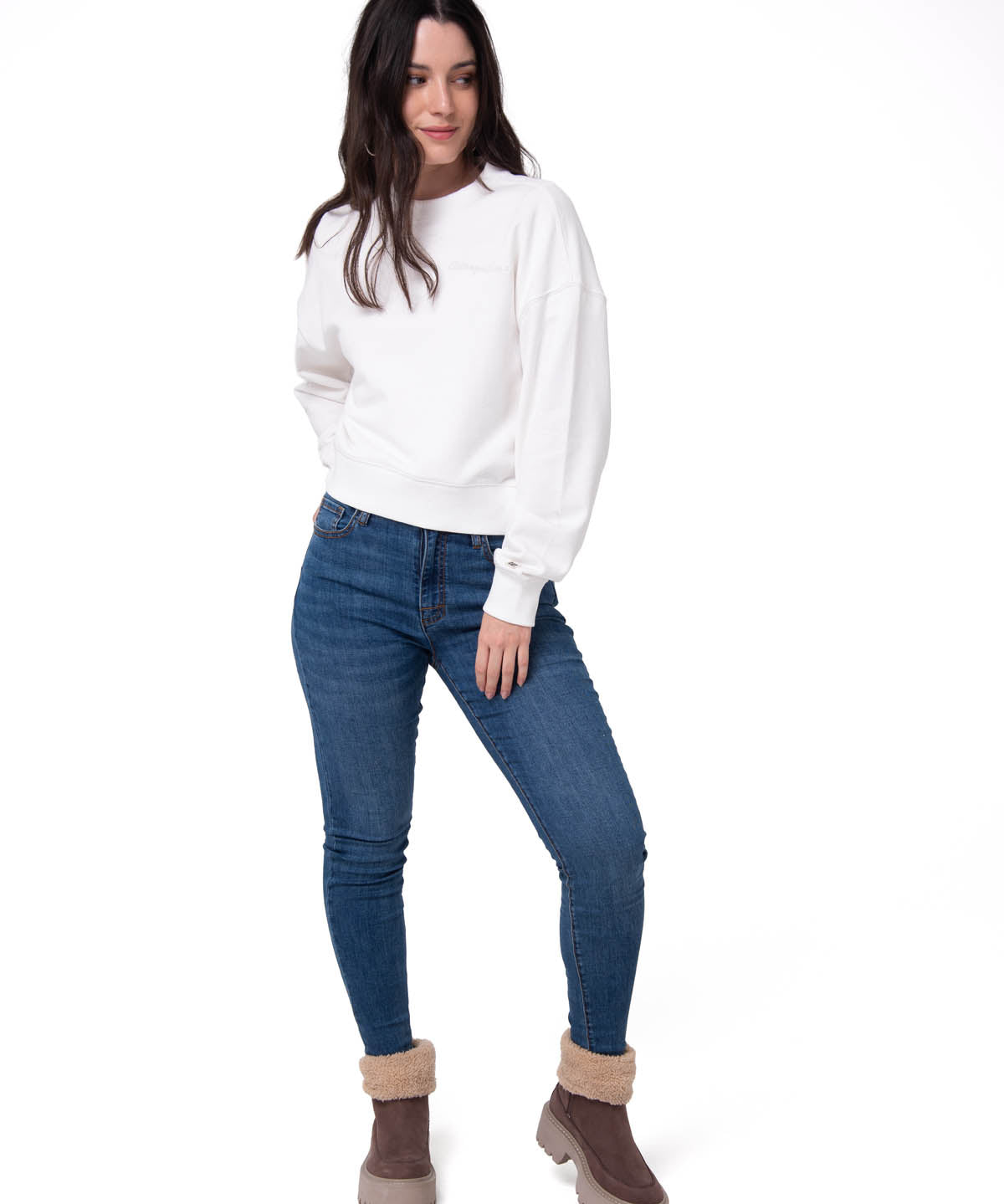 Polerón Mujer Relaxed French Terry Blanco Cat