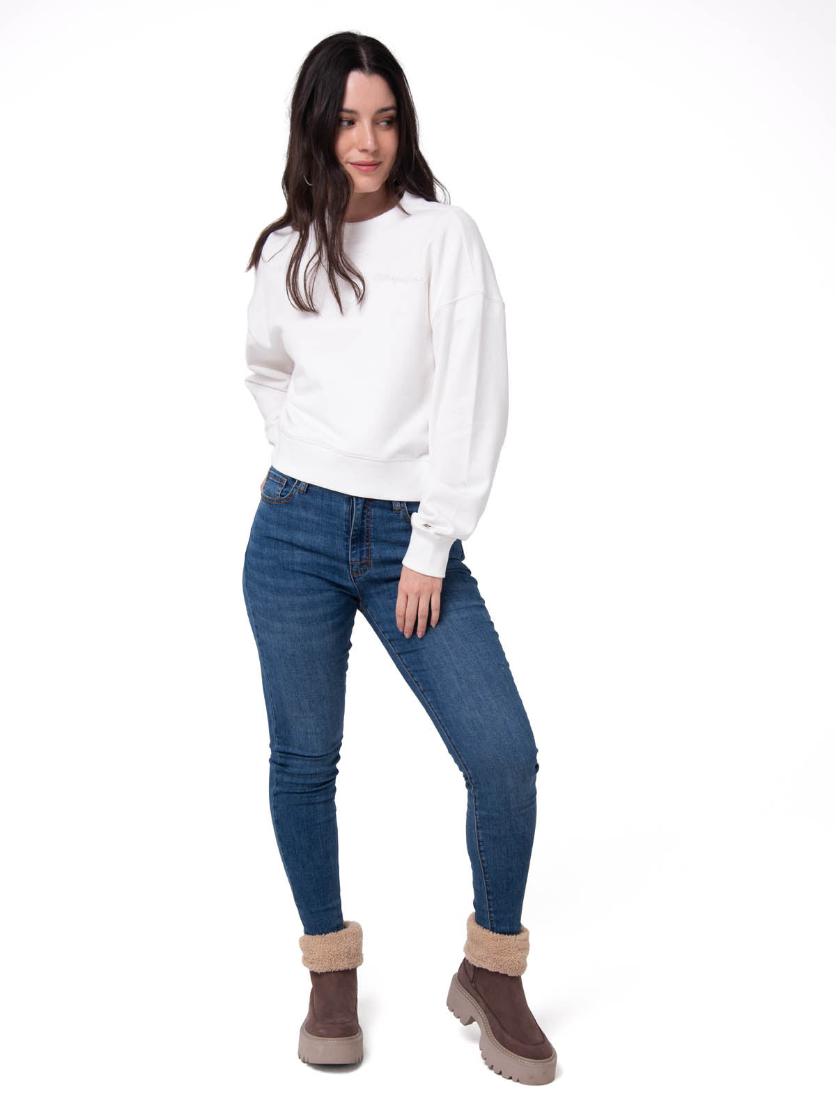 Polerón Mujer Relaxed French Terry Blanco Cat