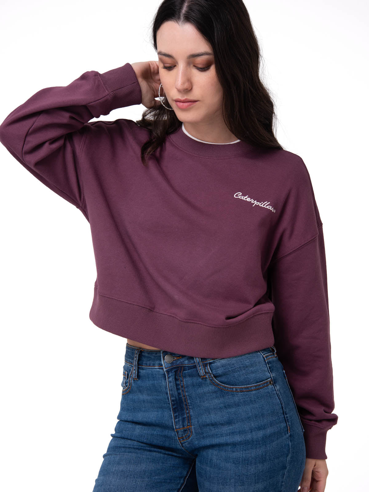 Polerón Mujer Relaxed French Terry Burdeo Cat