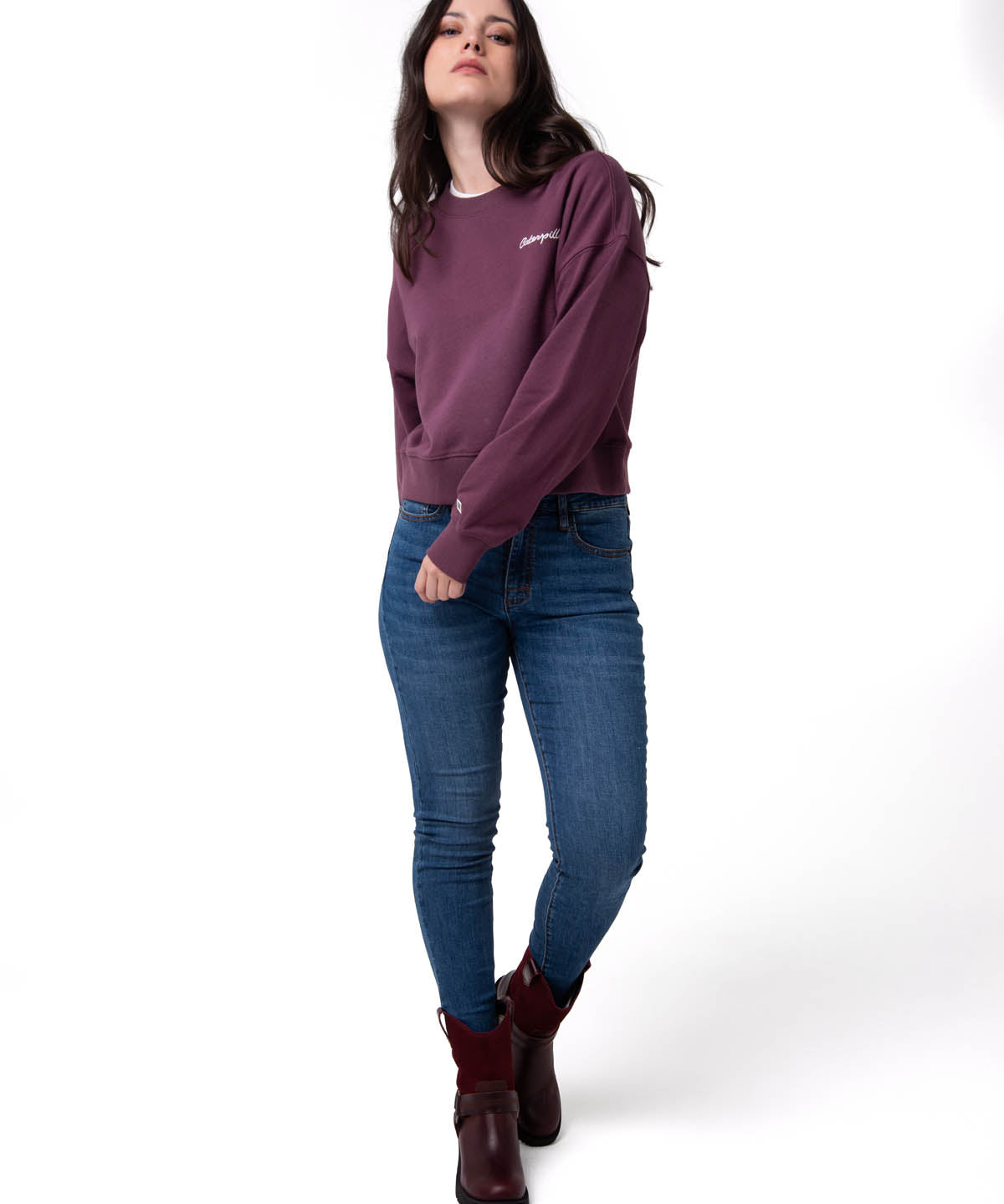 Polerón Mujer Relaxed French Terry Burdeo Cat