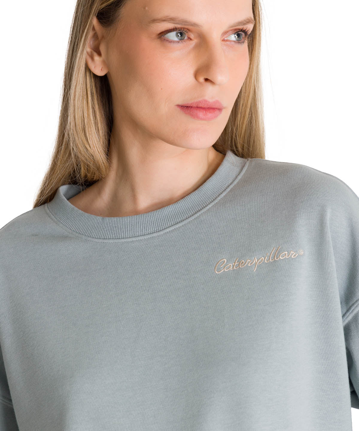 Polerón Crewneck Mujer Relaxed French Terry Celeste CAT