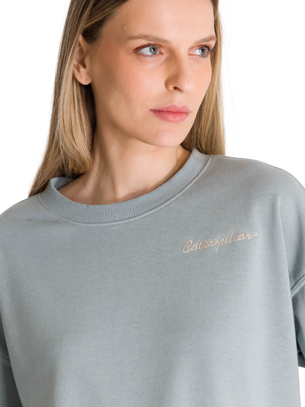 Polerón Crewneck Mujer Relaxed French Terry Celeste CAT