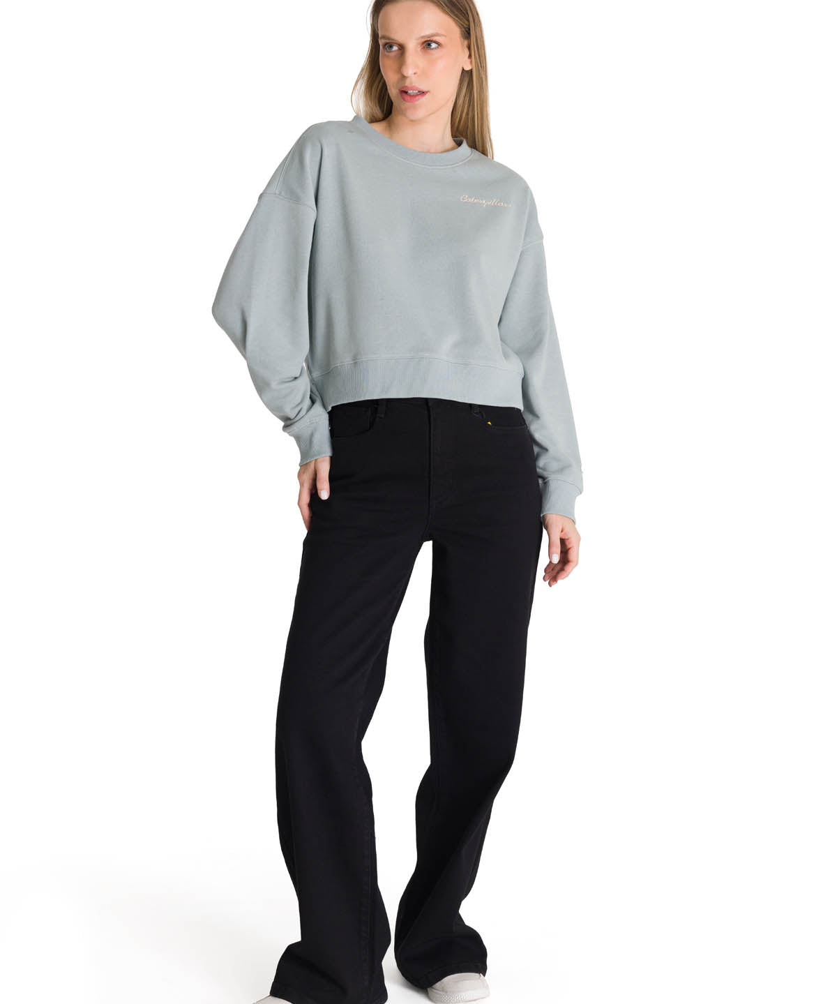 Polerón Crewneck Mujer Relaxed French Terry Celeste CAT