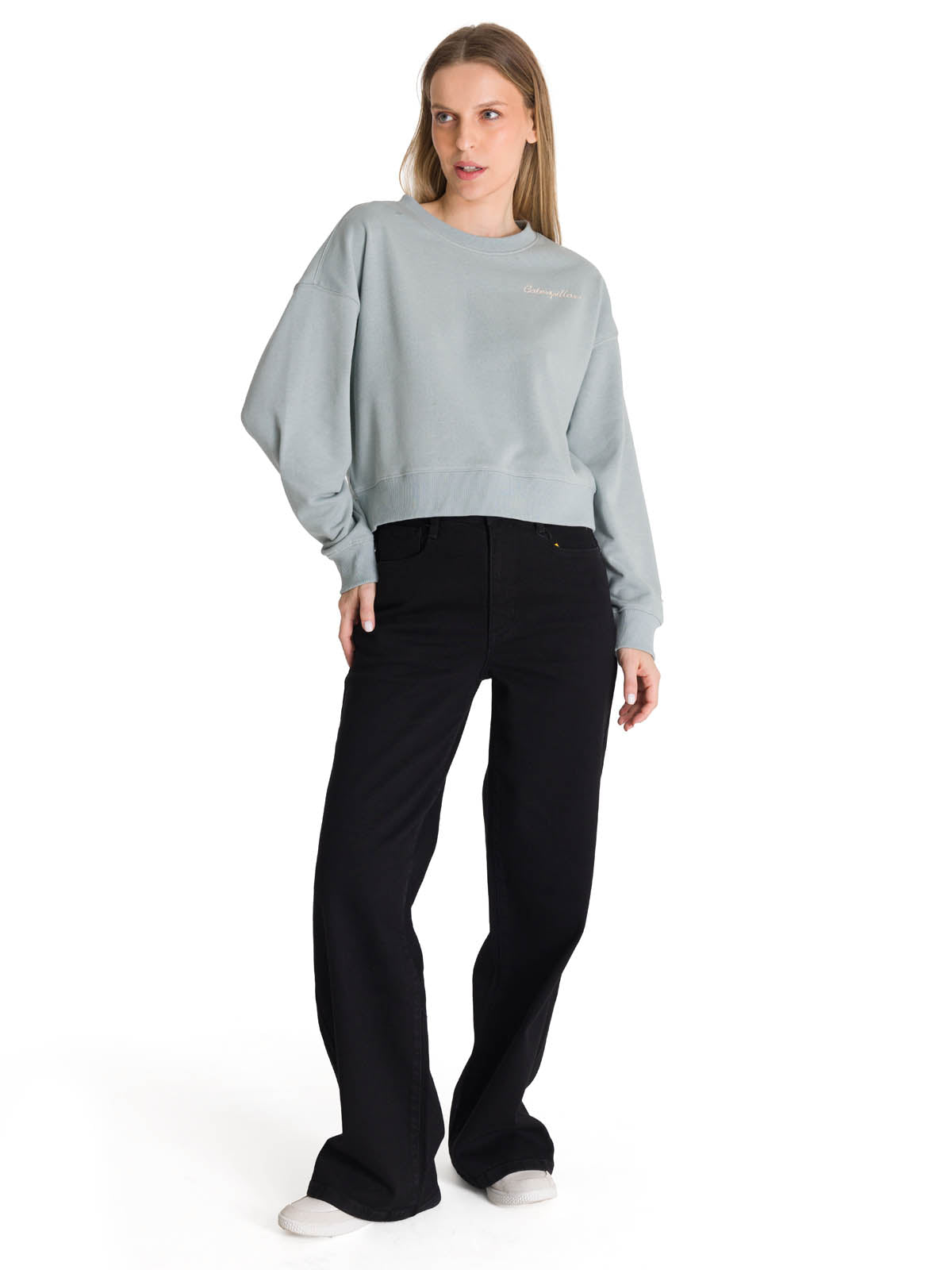 Polerón Crewneck Mujer Relaxed French Terry Celeste CAT