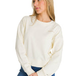 Polerón Full Zip Mujer Relaxed French Terry Blanco CAT