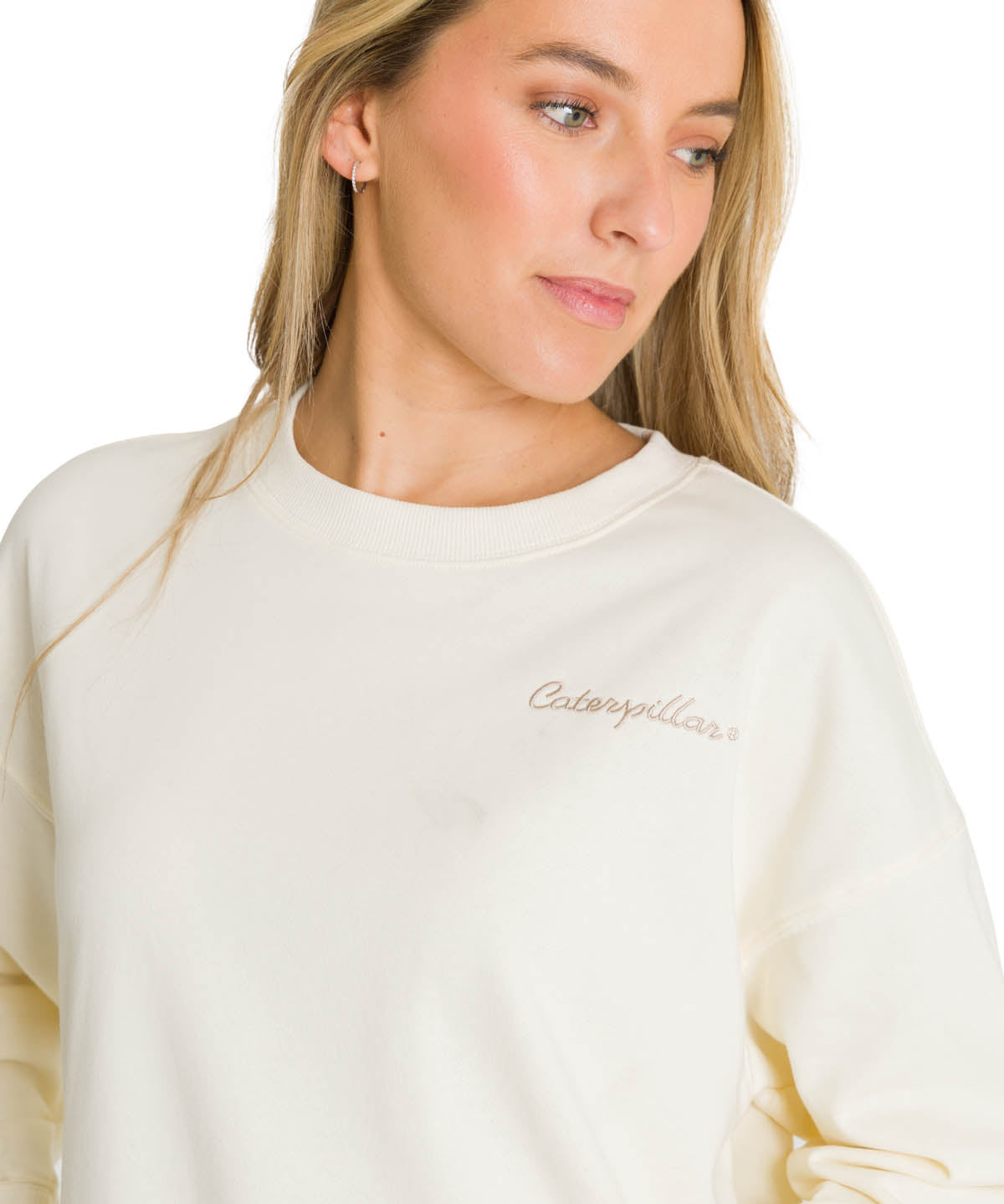 Polerón Full Zip Mujer Relaxed French Terry Blanco CAT