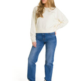 Polerón Full Zip Mujer Relaxed French Terry Blanco CAT